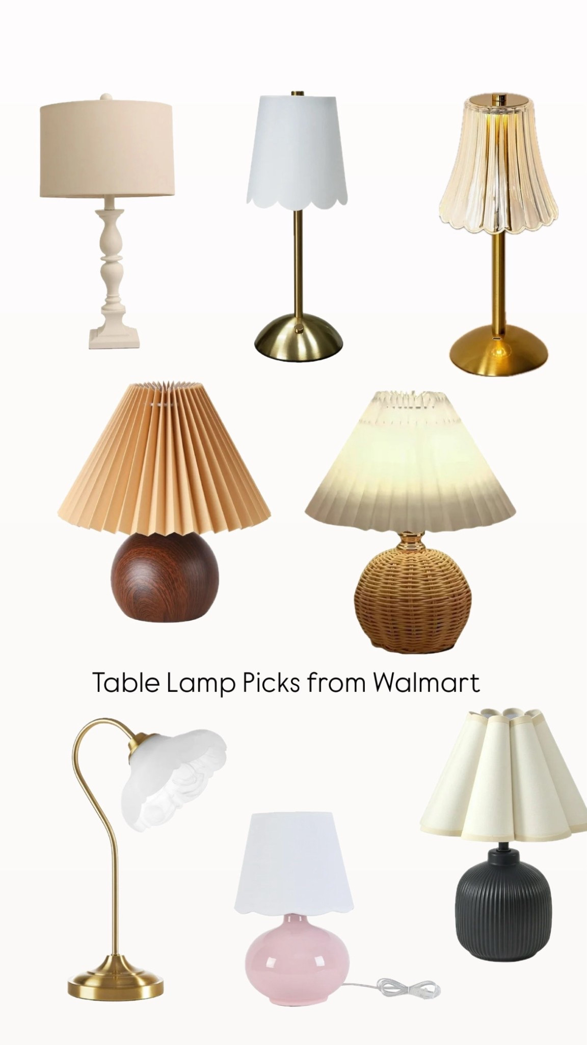 Affordable table lamps from Walmart 💡 
Perfect as bedside lamps, desk lighting, or cozy reading corner decor. Neutral, modern, and budget-friendly picks you’ll love.

