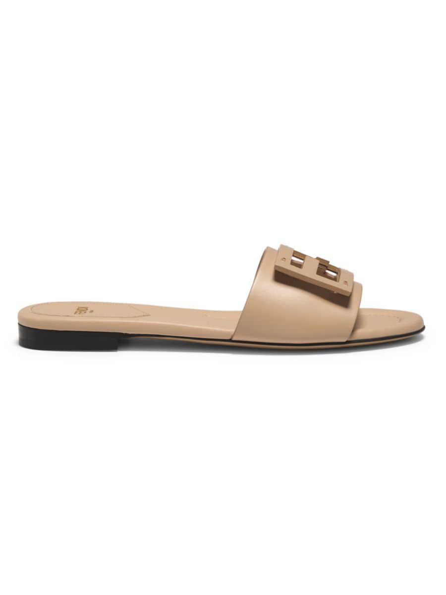 Logo Leather Slide Sandals | Saks Fifth Avenue