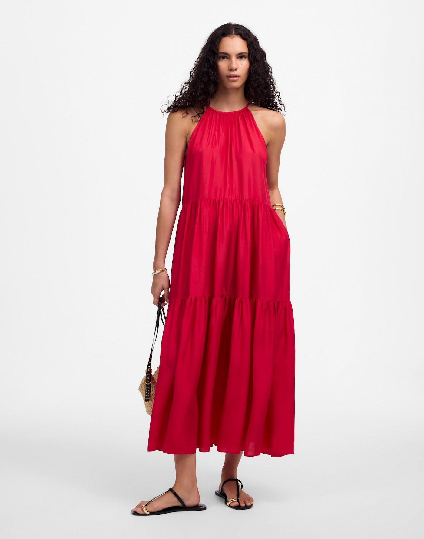 Habotai Silk Tiered Halter Dress | Madewell