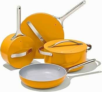 Caraway Nonstick Ceramic Cookware Set (12 Piece) Pots, Pans, Lids and Kitchen Storage - Oven Safe... | Amazon (US)