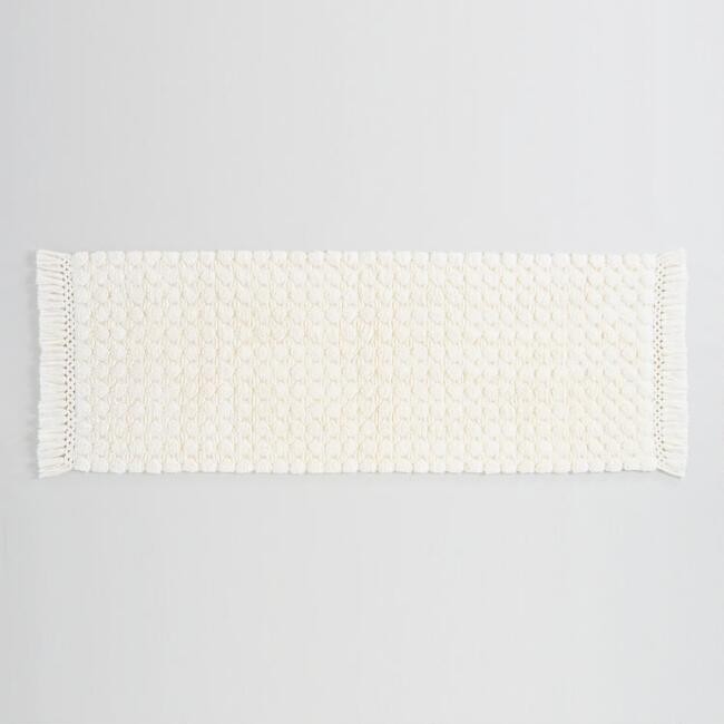 Ivory Woven Dot Bath Mat | World Market