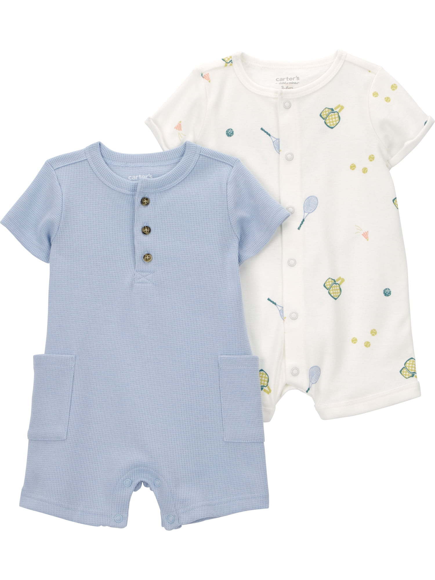 Carter's Child of Mine Baby Boy Romper, 2-Pack, Sizes 0/3-24 Months | Walmart (US)