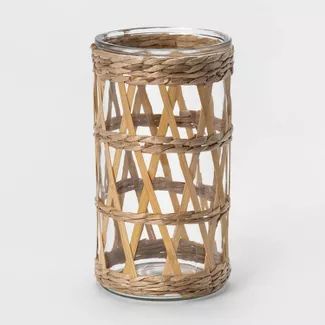 9" Bamboo and Straw Outdoor Lantern with Glass - Opalhouse™ | Target
