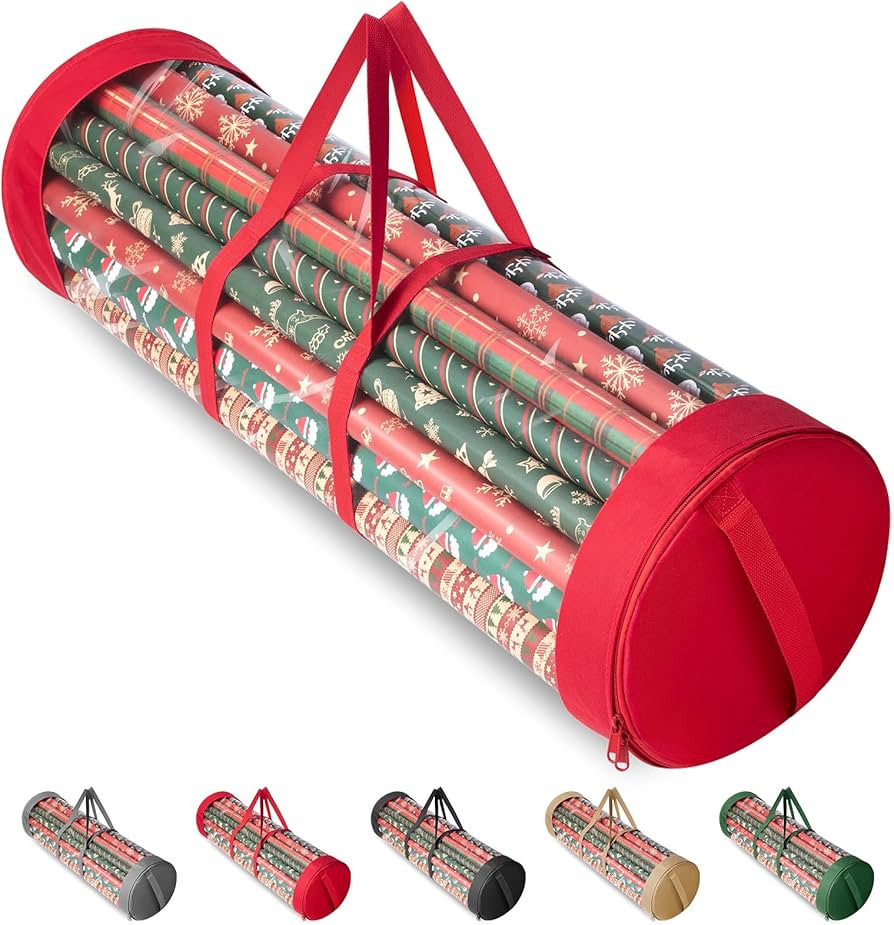 BALEINE Christmas Wrapping Paper Organizer Storage, 41" Gift Wrapping Paper Storage Containers, C... | Amazon (US)