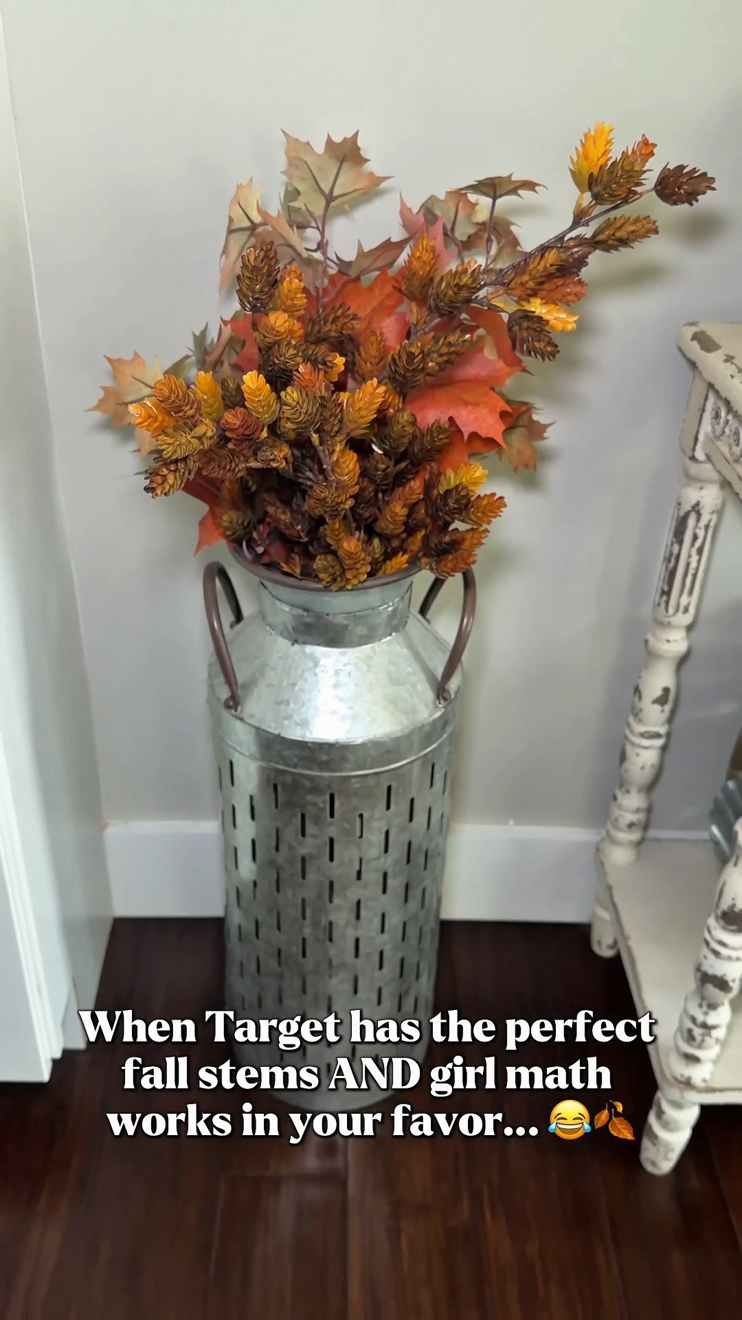 Target really understood the fall decor assignment this year 🍂🤎 I found the CUTEST long fall stems on my latest Target run and knew they would look perfect in my galvanized metal vase in the kitchen! 🏡

They added the prettiest pop of fall color without making the space feel too “fall,” and I’m obsessed with how realistic the little hops look! 🌿🍁 Plus, I ended up needing way fewer stems than I thought… which means I can return the extras and spend that money on something else, right?! 😂

Gotta love when girl math + Target fall decor work out in your favor! 🤣🛒

Are you decorating for fall yet?! 🍂

#LTKHome #LTKSeasonal