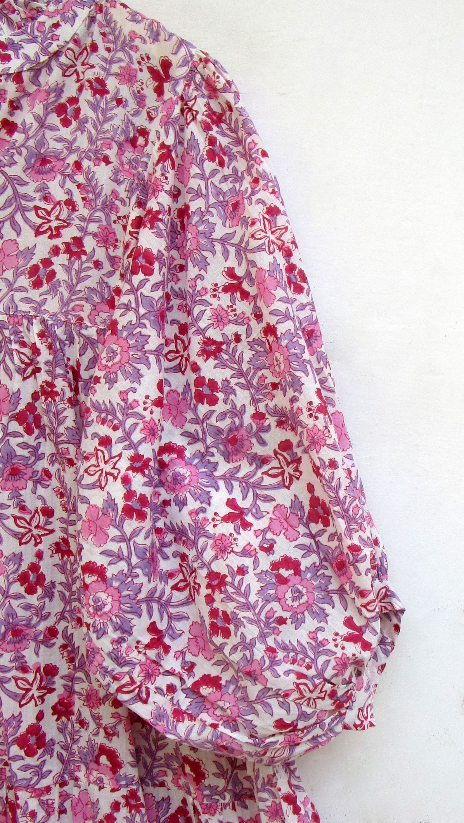 mix color floral printed cotton long maxi dress - v neckline cotton maxi dress - 3/4th sleeve wit... | Etsy (US)