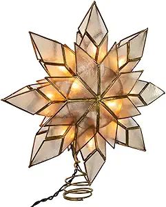 Kurt Adler 8.5-Inch Capiz Star Tree Topper with 10 Clear Lights and 1 Spare Bulb | Amazon (US)