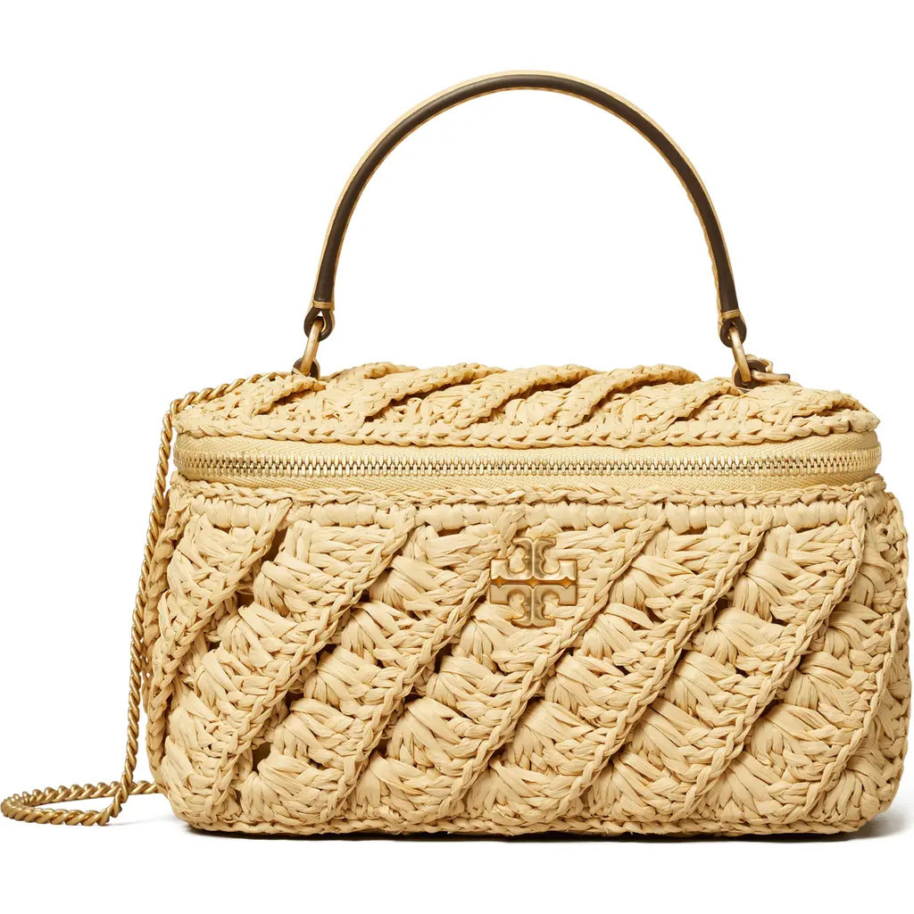 Tory Burch Kira Crochet Raffia Vanity Case in Natural at Nordstrom | Nordstrom