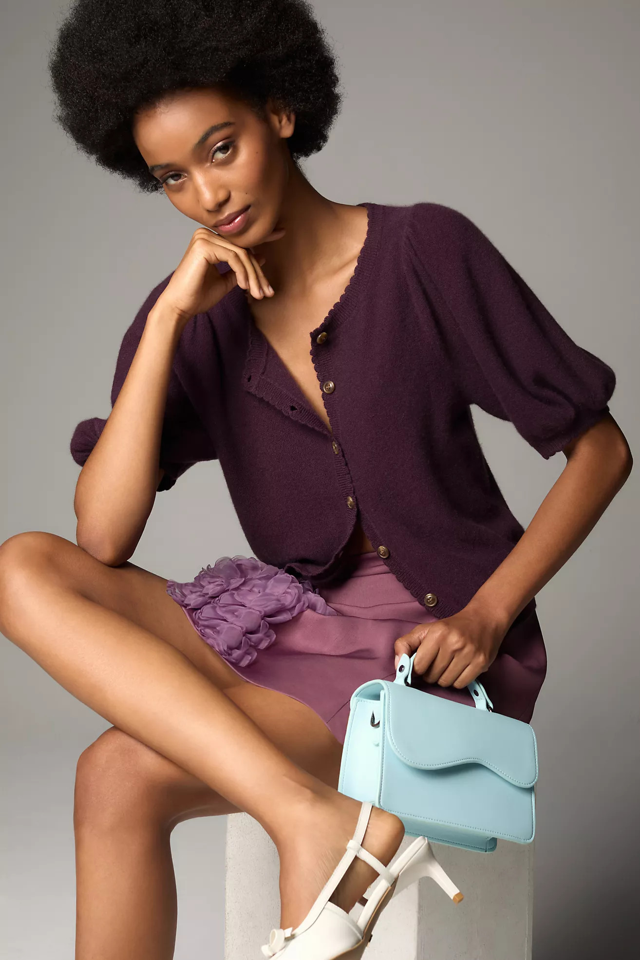 Maeve Puff-Sleeve Cashmere Cardigan Sweater | Anthropologie (US)