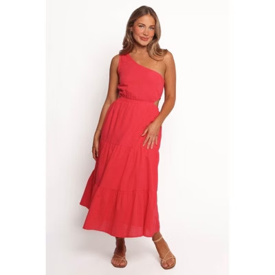 Petal and Pup Teresa One Shoulder Midi Dress - Red S | Target
