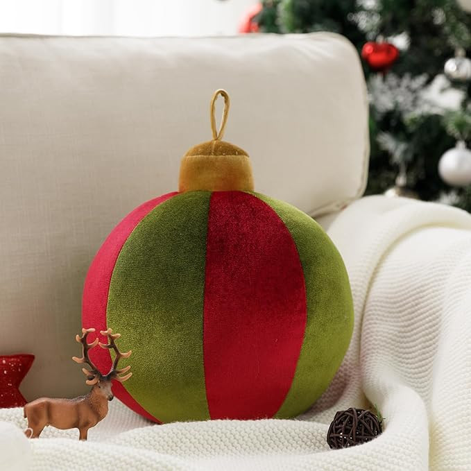 Ashler Christmas Bell Pillow, Round Throw Pillow, Red Christmas Throw Pillows, Bell Christmas Dec... | Amazon (US)