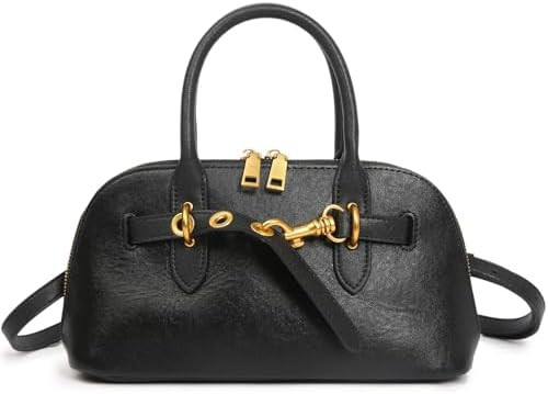 Genuine Leather Crossbody Purse for Women | Structured Top Handle Satchel Shoulder Bag with Adjus... | Amazon (US)