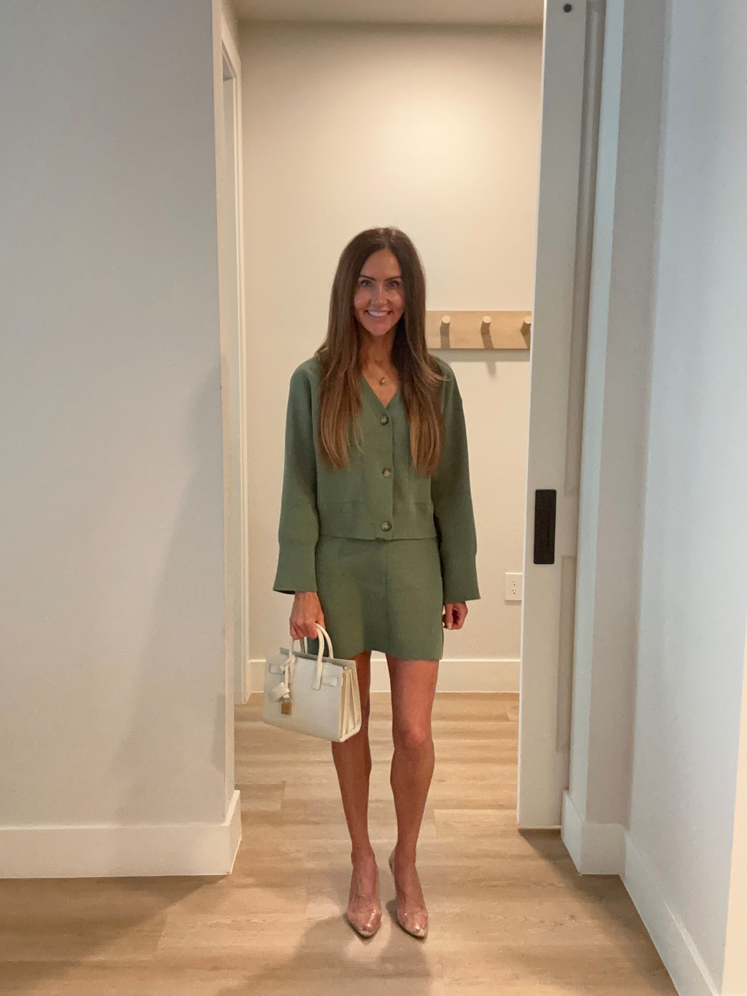 Wearing xs in skirt set 💚

#LTKOver40 #LTKSeasonal #LTKWorkwear