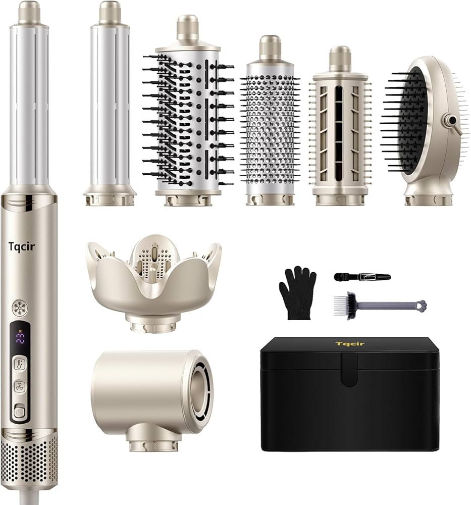 8-in-1 Professional Hot Air Styler&Hair Dryer Brush, Powerful Multi-Styler with Auto-Wrap Curler ... | Amazon (US)