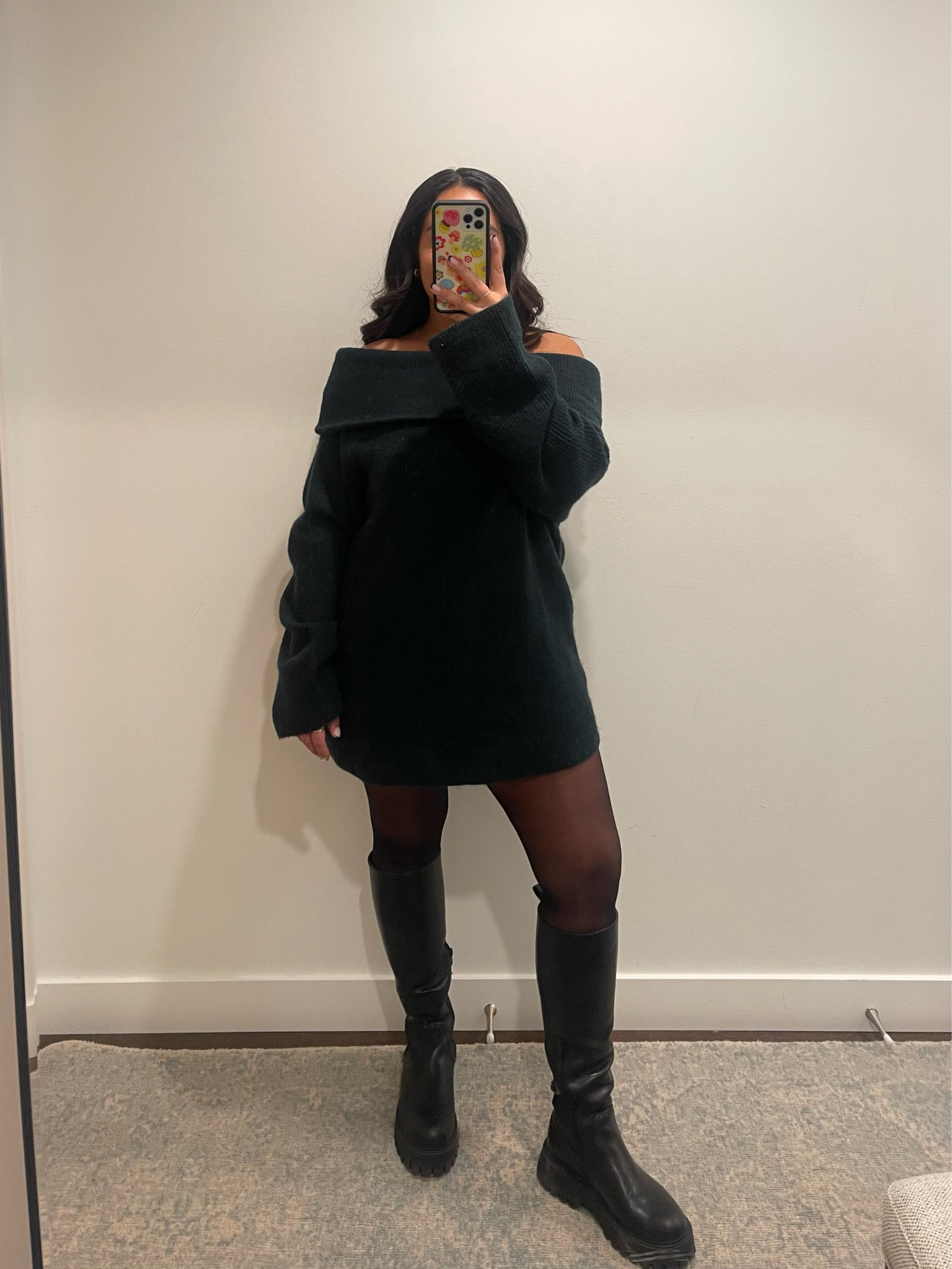What I wore to work today! 👩🏽‍💻 this outfit doubles as my corporate work fit for my 9-5 and post work drinks! 

#LTKfashion #offtheshouldersweater #winteroutfit #outfitstowearinwinter #blacktights #kneehighboots #blackkneehighboots 

#LTKU #LTKstyletip #LTKbeauty