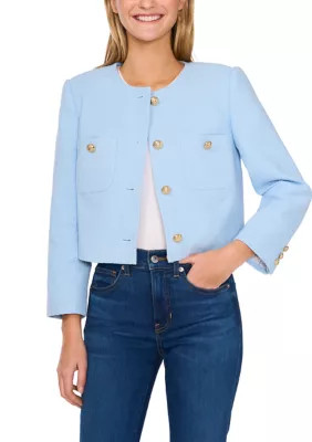 Women's Long Sleeve Two Pocket Button Front Tweed Jacket | Belk