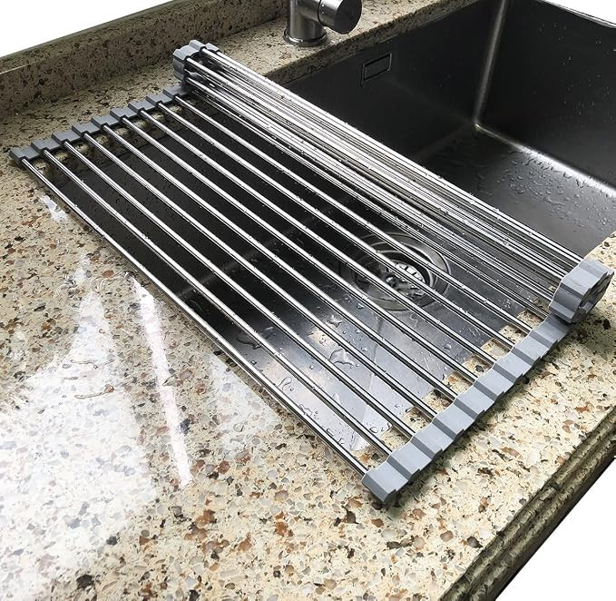 Tomorotec Roll Up Dish Drying Rack, Over The Sink Dish Drying Rack, Portable Stainless Steel Roll... | Amazon (US)