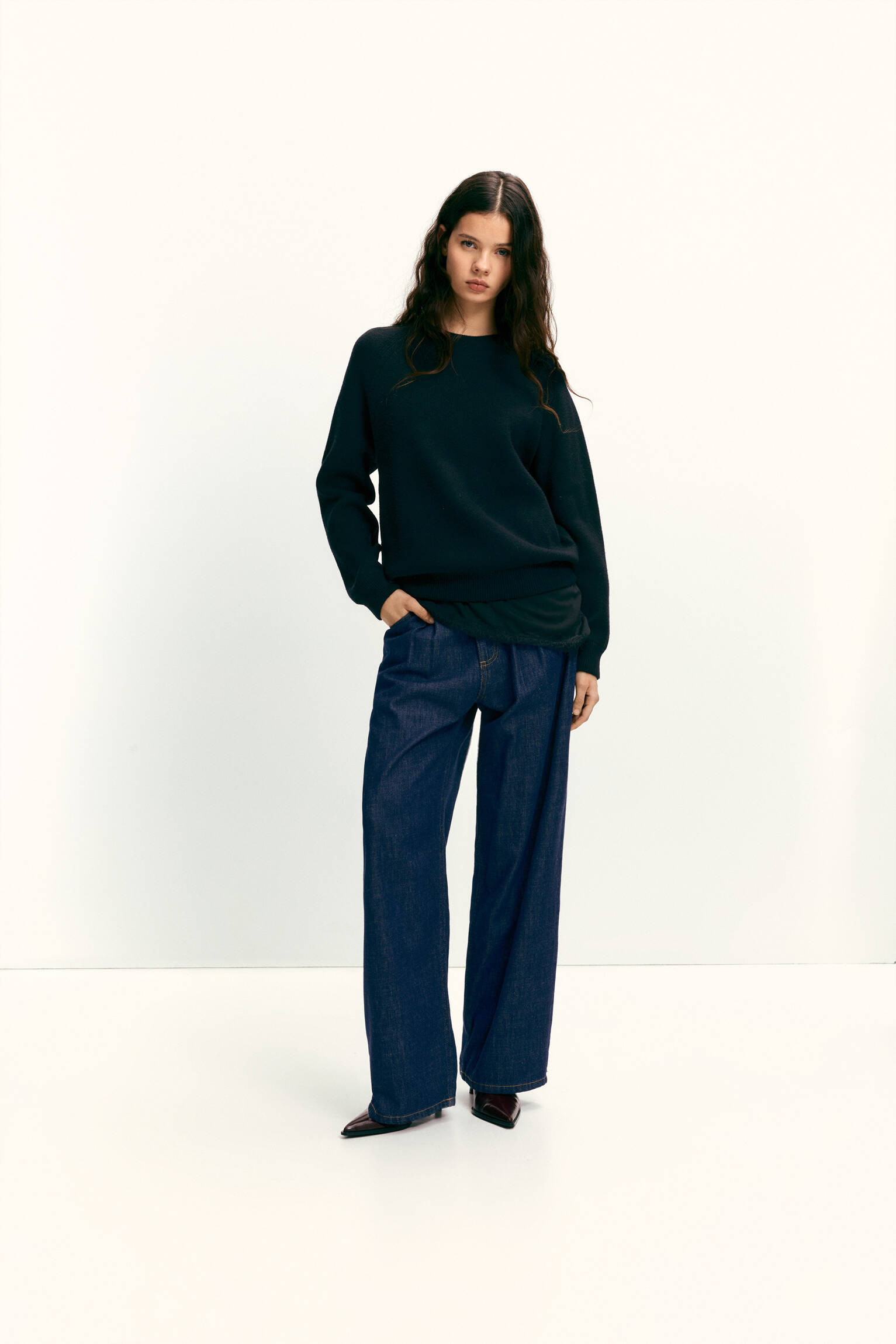 Oversize round neck sweater - Pull&Bear United Kingdom | PULL and BEAR UK