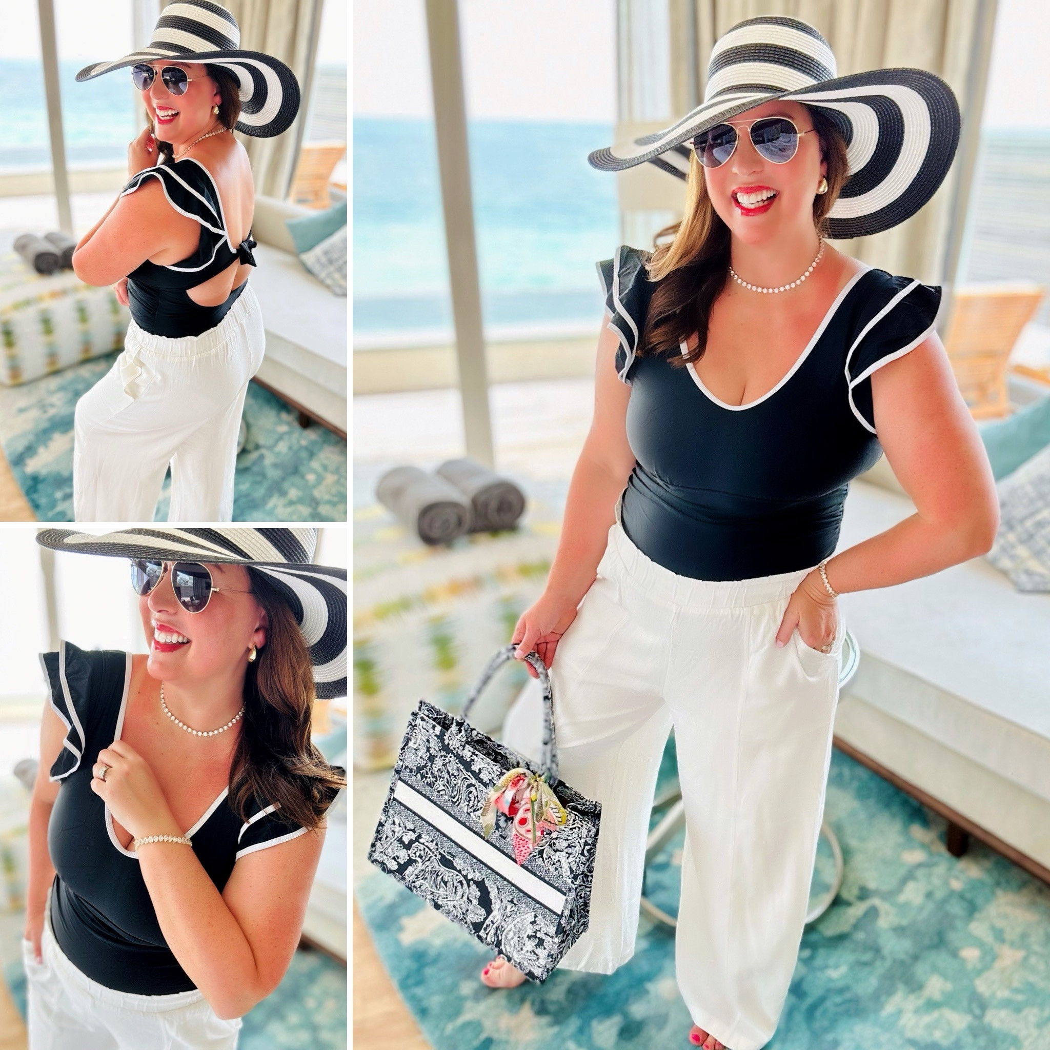 Resort Luxe Look for Less! This one piece swim looks like a bodysuit when paired with linen pants 🙌🏻

Use code ERIN to save on jewelry!

#LTKtravel #LTKmidsize #LTKswim