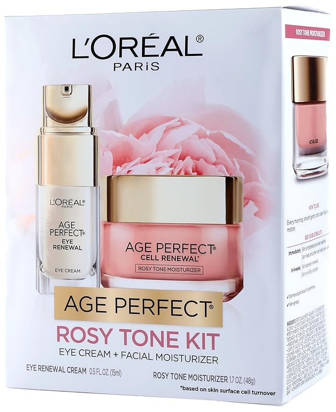 L'Oreal Paris Skin Care Giftable Kit with Age Perfect Rosy Tone Face Moisturizer & Eye Renewal Ey... | Amazon (US)