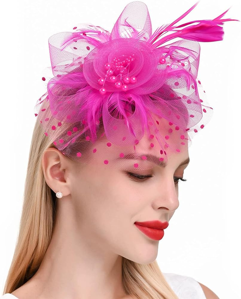Fascinators Hat Women Tea Party Headband Flower Cocktail Mesh Feathers Hair Clip Kentucky Derby H... | Amazon (US)