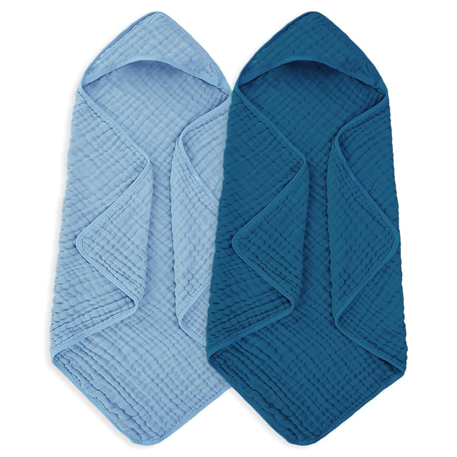 Muslin Hooded Baby Towels 100% Cotton ，Super Soft Muslin Baby Bath Towel - 32 x 32 Inches, Suit... | Amazon (US)
