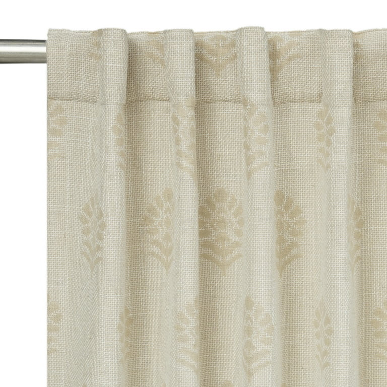 Better Homes & Gardens Floral Block Print Blackout Single Curtain Panel, Beige, 50"W x 84"L - Wal... | Walmart (US)