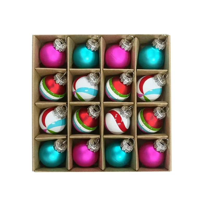 Pink & Blue Glass Christmas Ornaments, 4.84 in, 16 Count, by Holiday Time | Walmart (US)