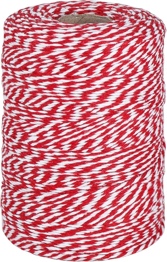 Vivifying Red and White Twine, 656 Feet 2mm Cotton Bakers Twine String for Gift Wrapping, Baking,... | Amazon (US)