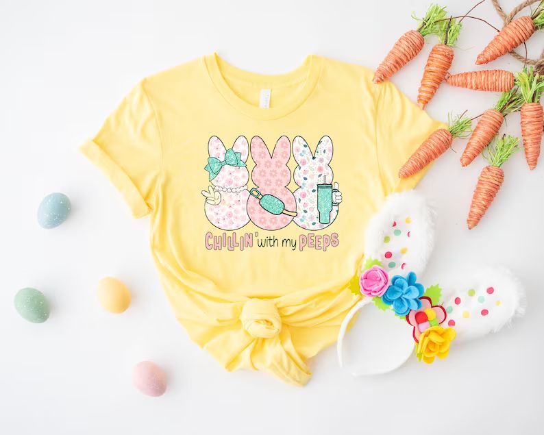 Chillin With My Peeps Sweatshirt, Easter Bunny Shirt, Womens Easter Sweater, Cute Easter Shirt, E... | Etsy (US)