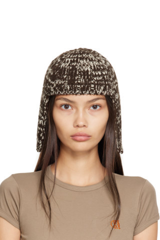 Brown & Beige 'Straight Hair' Beanie | SSENSE