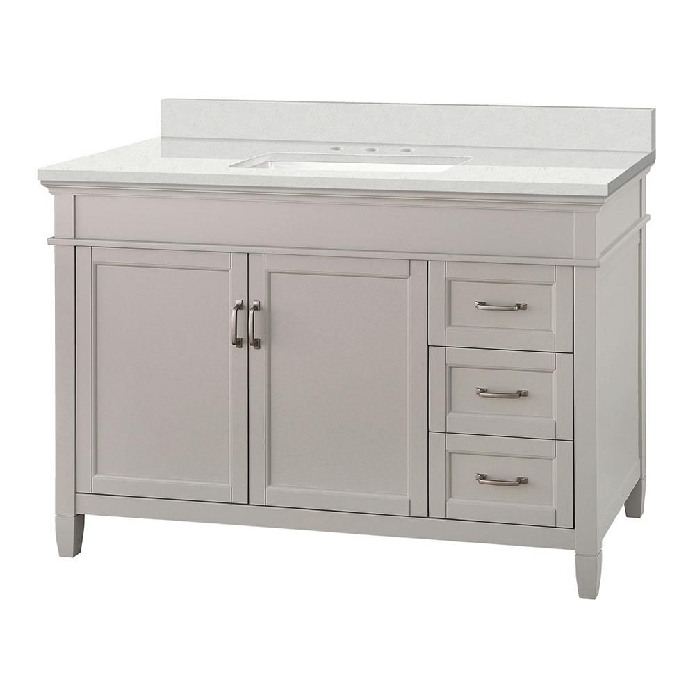 Home Decorators Collection Ashburn 49 in. W x 22 in. D Vanity Cabinet in Grey with Engineered Mar... | The Home Depot