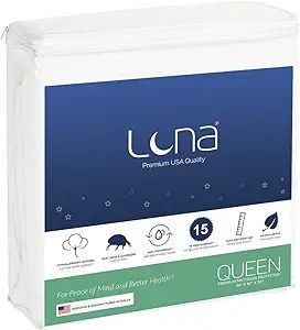 Luna Queen Mattress Protector - Waterproof Mattress Cover w/Absorbent Cotton Terry Surface - Nois... | Amazon (US)