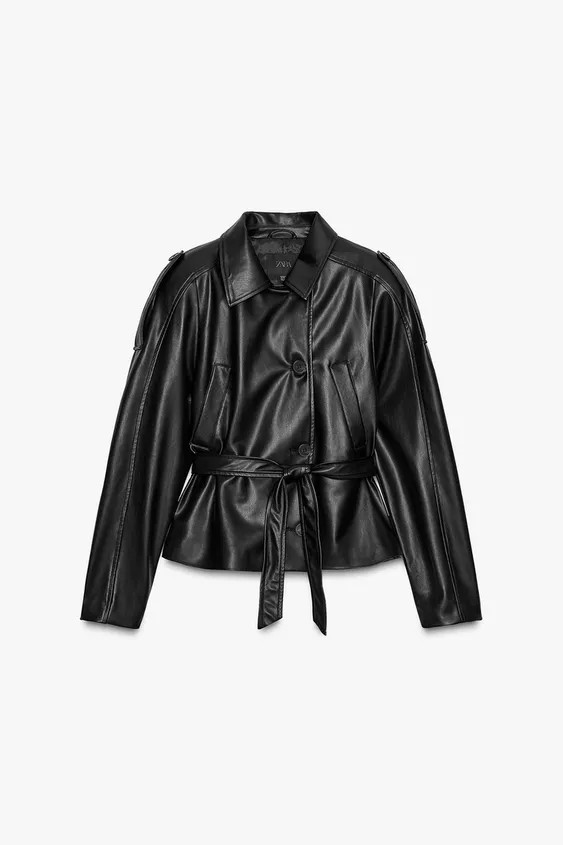 SHORT FAUX LEATHER TRENCH COAT | Zara US