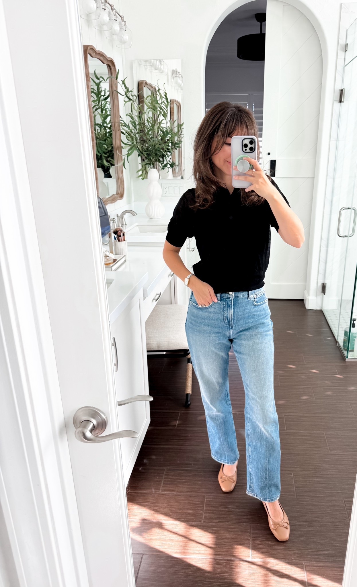 Black sheer polo that works for day or night outfits 
Polo XS


#LTKPetite #LTKStyleTip