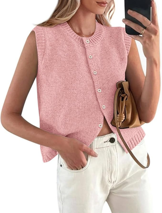 PRETTYGARDEN Sweater Vest Tops for Women 2026 Lightweight Summer Cardigan Sleeveless Button Up Kn... | Amazon (US)
