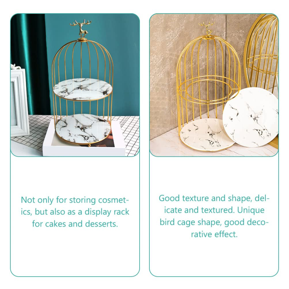 Lurrose Birdcage Shape Vanity Tray Bird Cage Cake Display Stand Multi- Function 2 Tier Storage Or... | Amazon (US)