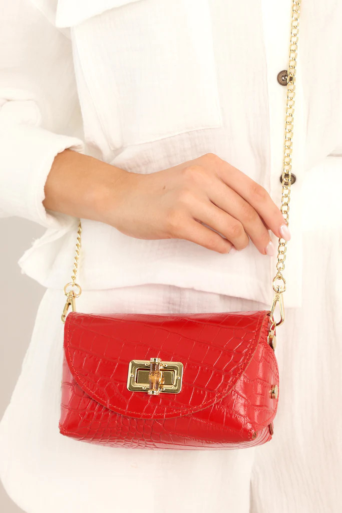 The Little Details Red Leather Crossbody Bag | Red Dress 