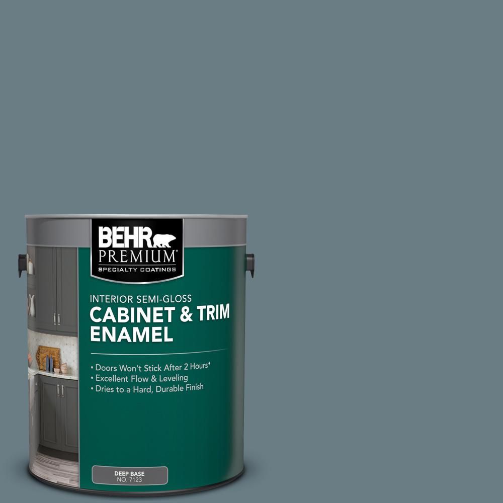 1 gal. #N490-5 Charcoal Blue Semi-Gloss Enamel Interior Cabinet and Trim Paint | The Home Depot