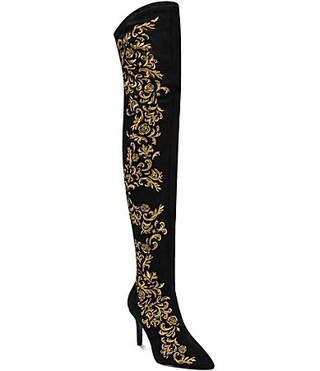 KARL LAGERFELD PARIS Rhodri Rococo Stretch Over The Knee Stiletto Boots - 10 | Dillard's