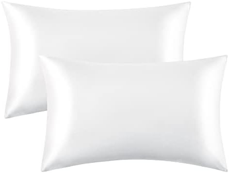 Bedsure Satin Pillowcase for Hair and Skin Queen - Pure White Silk Pillowcase 2 Pack 20x30 inches... | Amazon (US)