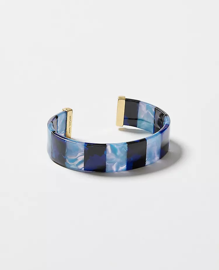 Striped Tie Dye Tortoiseshell Print Cuff Bracelet | Ann Taylor (US)