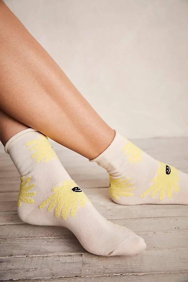 Blushing Fields Socks by Free People, Ivory, One Size | Free People (Global - UK&FR Excluded)