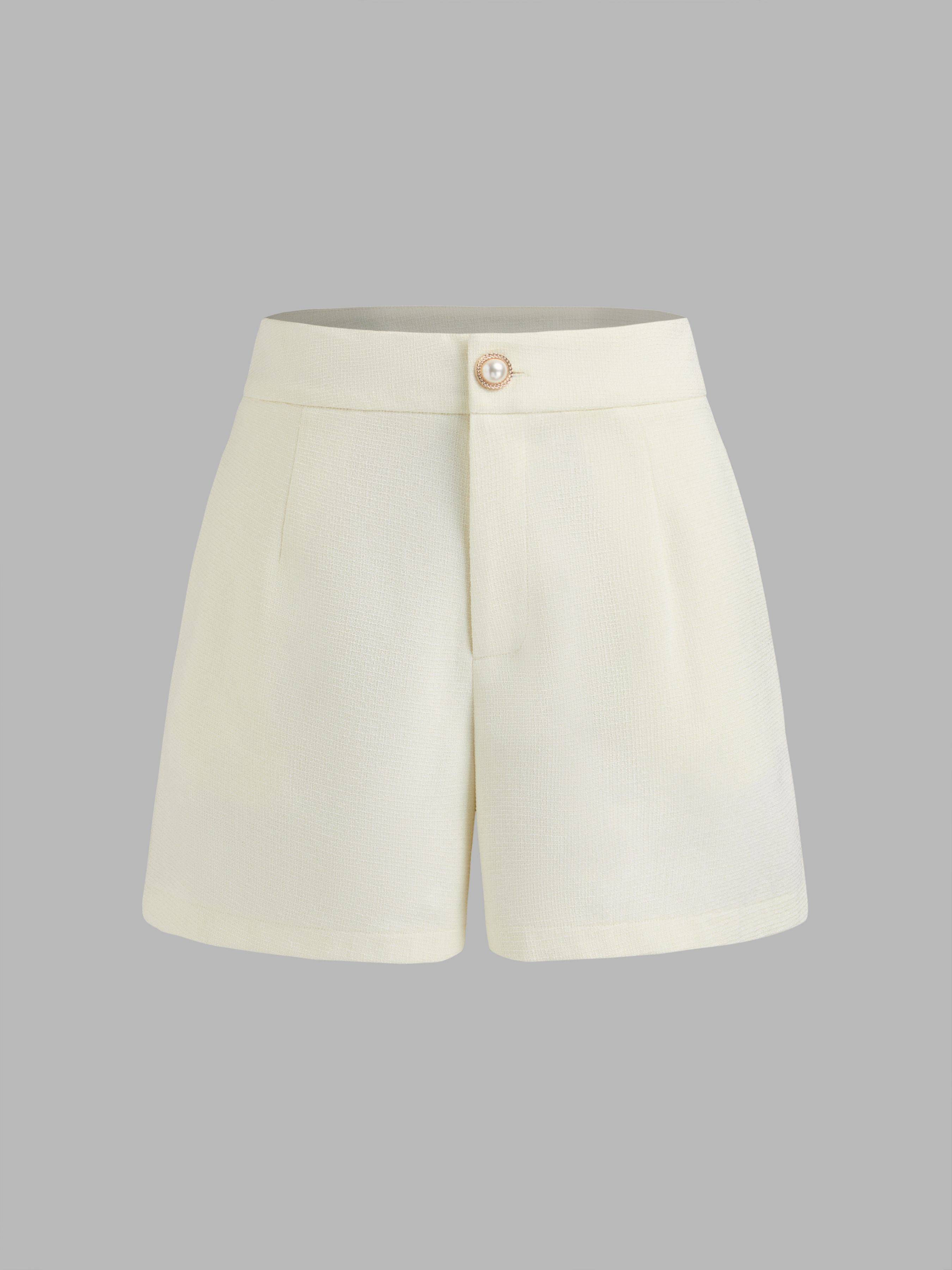 Woven Mid Rise Solid Pocket Shorts For Work | Cider