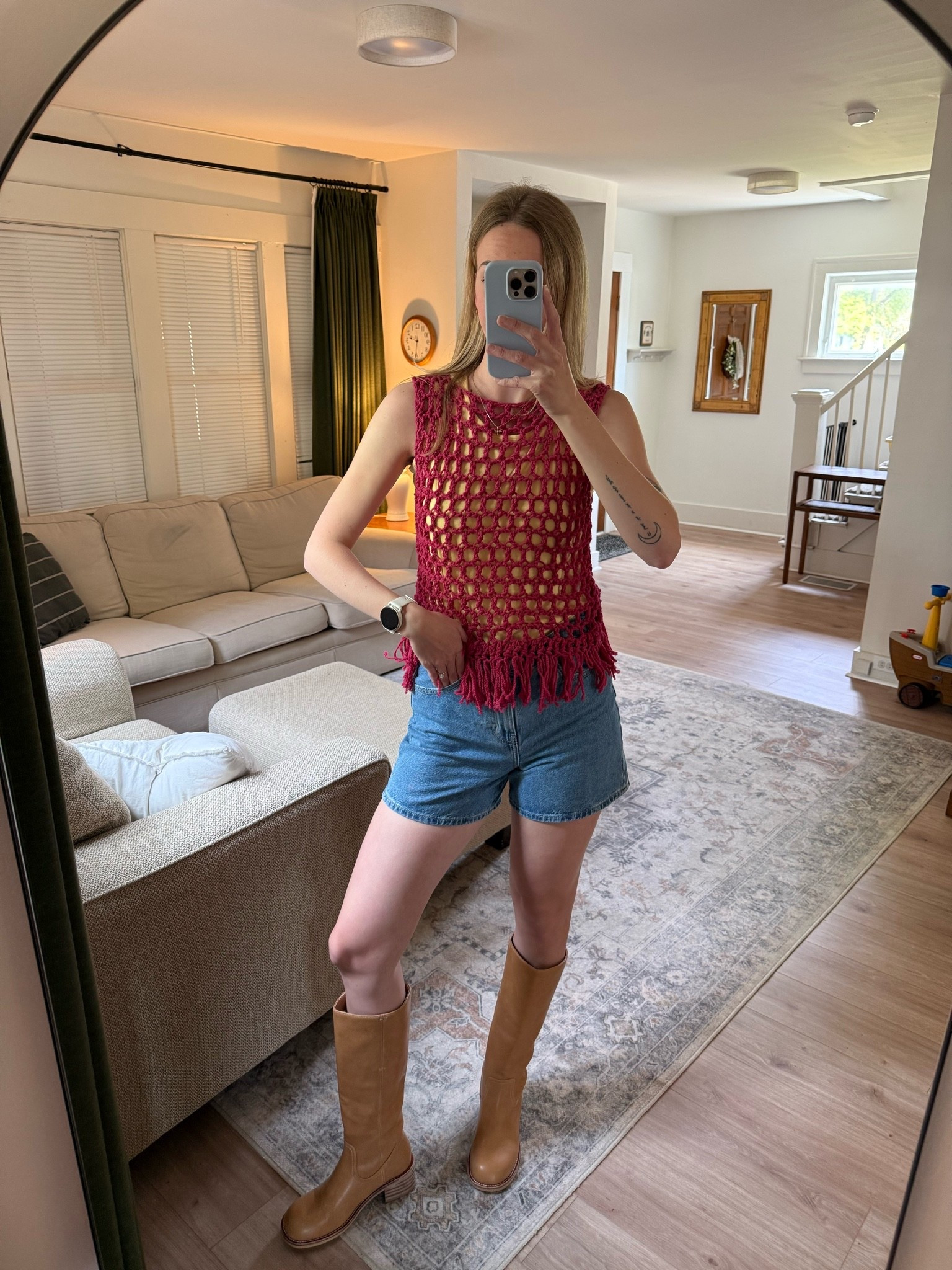 ootd! my shorts + boots + a similar crochet top

#LTKootd #LTKmomlife #LTKSaleAlert