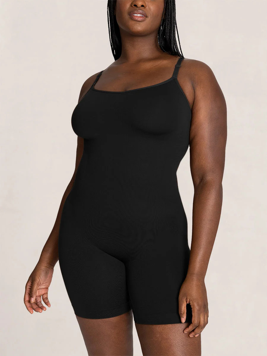 Shapermint Essentials All Day Every Day Scoop Neck Mid-Thigh Bodysuit | Shapermint