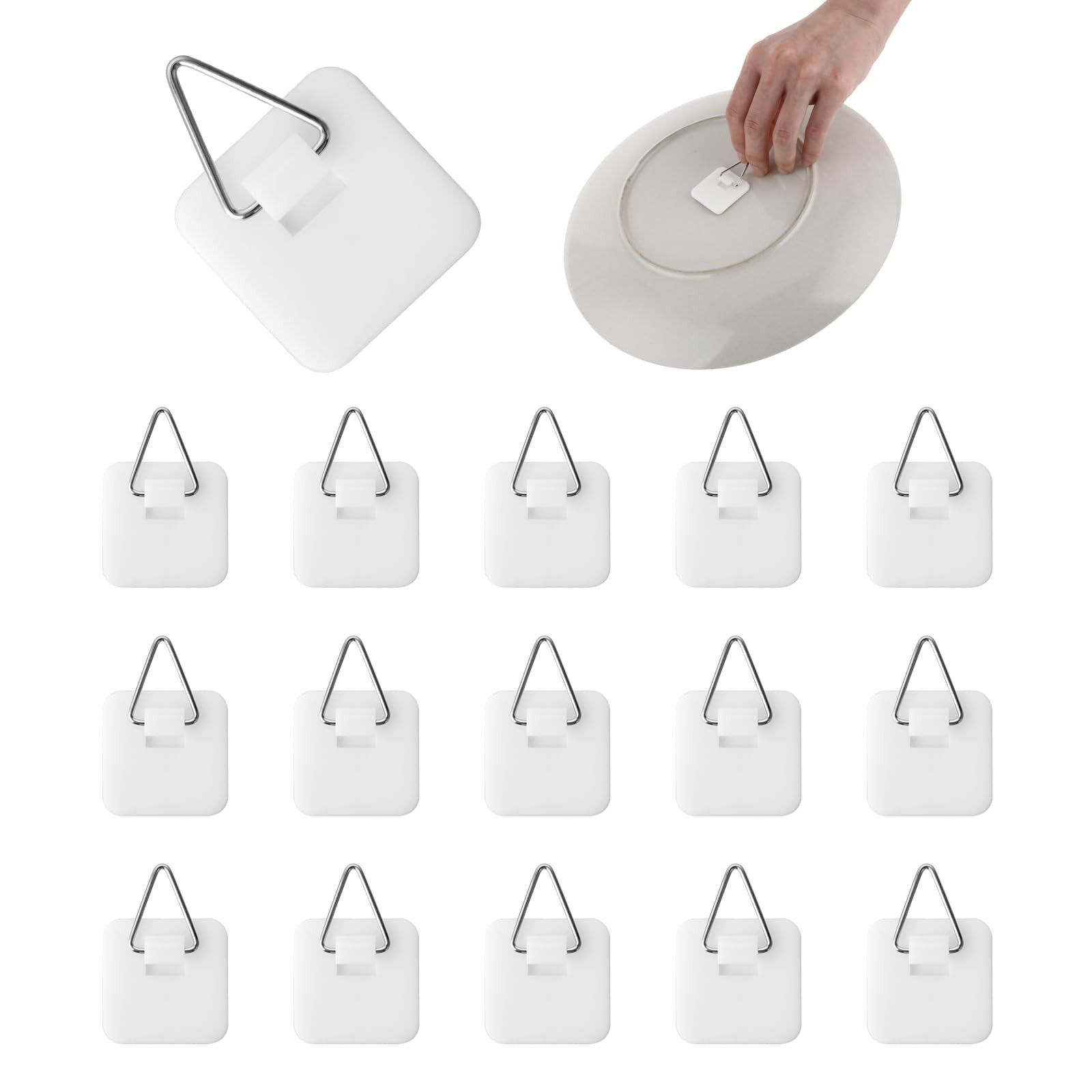 15PCS Invisible Adhesive Plate Hangers, Wall Display Holder, 1.25 Inches Vertical Holders for Hoo... | Amazon (US)