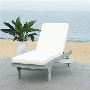 Safavieh Newport Patio Chaise Lounge in Gray and White | Homesquare
