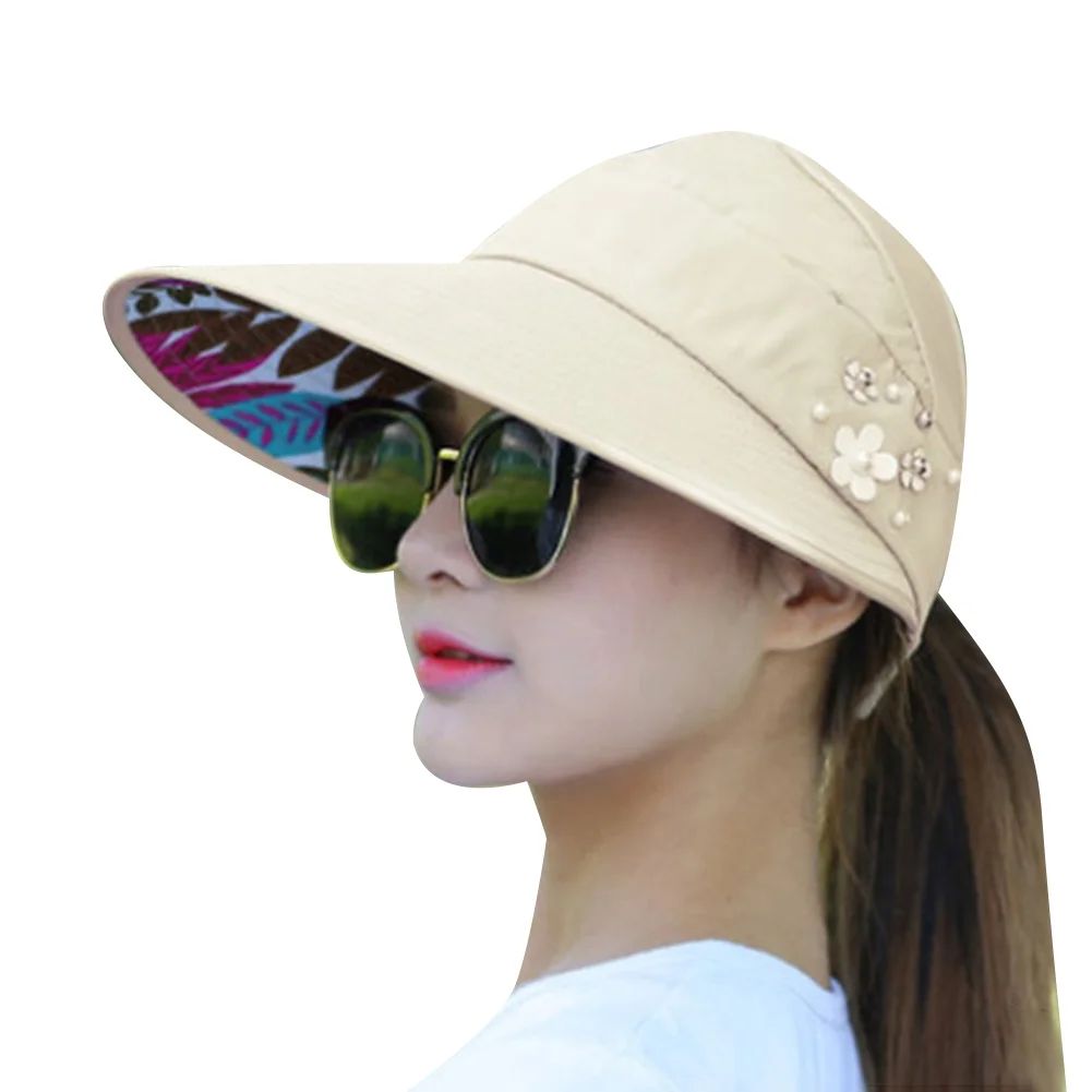 Farfi Summer Women Anti-UV Foldable Sun Visor Cap Wide Brim Breathable Outdoor Hat | Walmart (US)