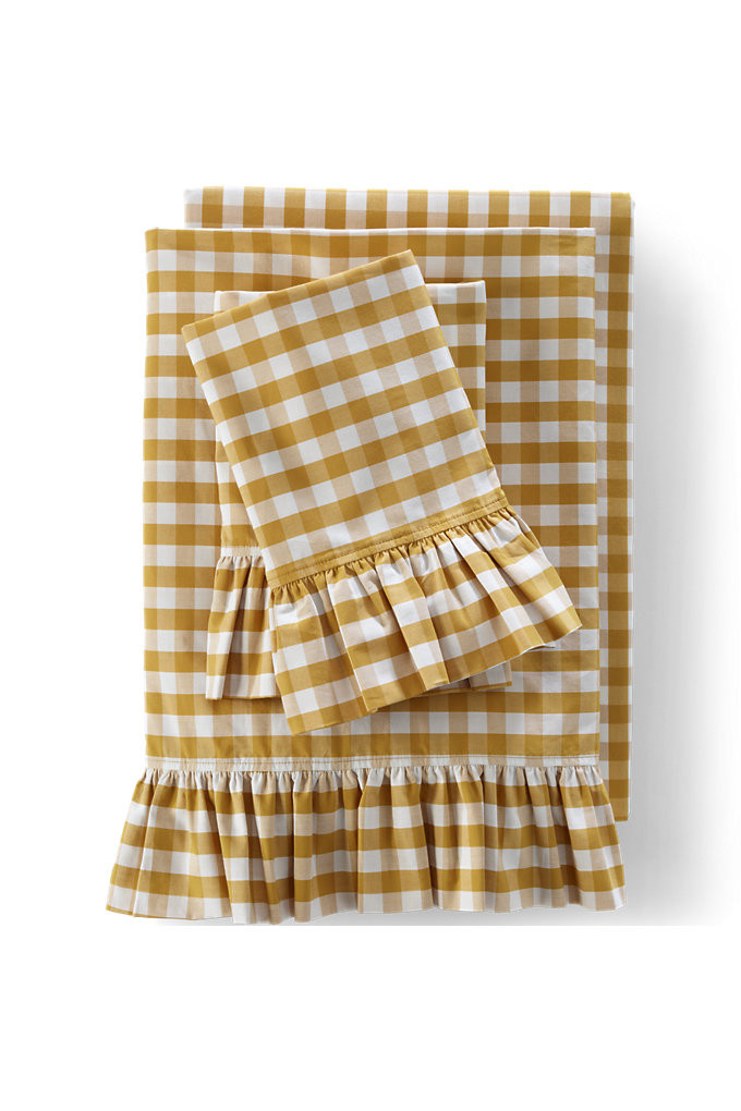 Ruffle Bed Sheet Set - Lands' End - Yellow - T | Lands' End (US)